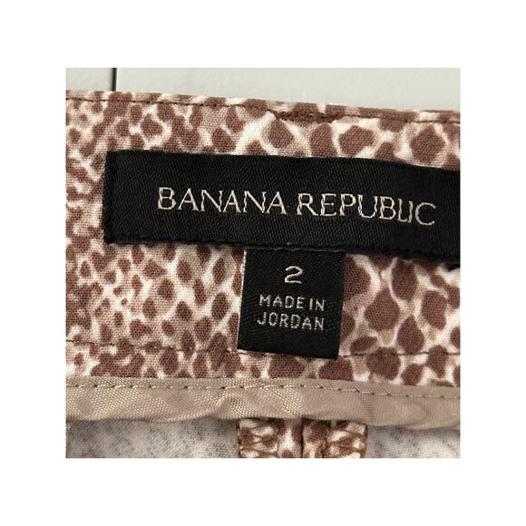 Banana Republic Avery Animal Print Straight Leg Pants Brown White Workwear 2 - Picture 3 of 9